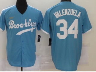 Nike Los Angeles Dodgers #34 Fernando Valenzuela Throbwack Jersey Blue