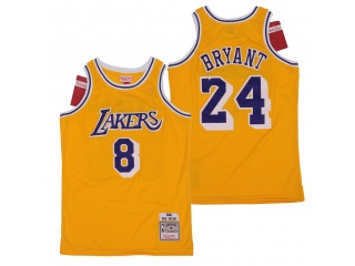 Los Angeles Lakers #8/24 Kobe Bryant Throbwack Jersey Yellow