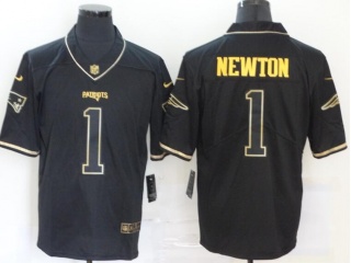 New England Patriots #1 Cam Newton Limited Jersey Black Golden