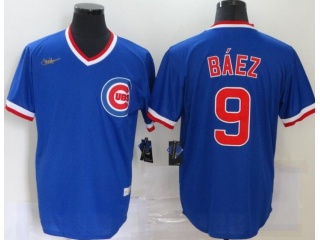 Nike Chicago Cubs #9 Javier Baez Throwback Jersey Blue