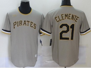 Nike Pittsburgh Pirates #21 Robert Clemente Throwback Jersey Grey