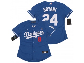 Womens Nike Los Angeles Dodgers 24 Kobe Bryant KB Patch Jersey Blue