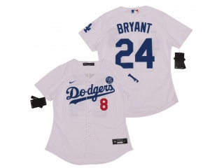 Womens Nike Los Angeles Dodgers 24 Kobe Bryant KB Patch Jersey White