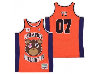#07 YE Kanye West Graduation Album Cover Hip Hop Rap Jersey Orange