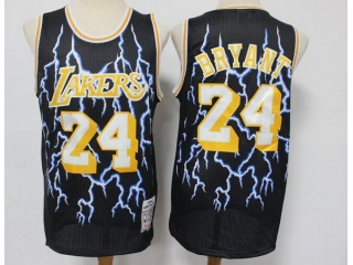 Los Angeles Lakers #24 Kobe Bryant Lighting Throwback Jersey Black