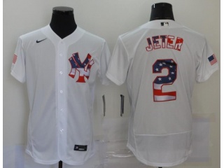 Nike New York Yankees #2 Derek Jeter Flag Fashion Flexbase Jersey White