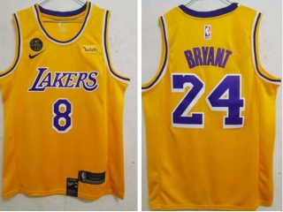 Los Angeles Lakers #8/24 Kobe Bryant With KB Patch Jersey Yellow