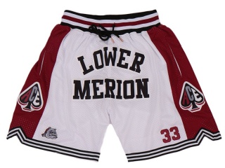 Lower Merion 33 Kobe Bryant Throwback Shorts White with Red Sides