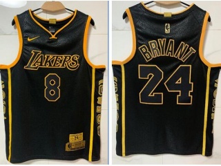 Los Angeles Lakers #8/24 Kobe Bryant Retirement Jersey Black