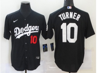 Nike Los Angeles Dodgers #10 Justin Turner Cool Base Jersey Black 