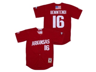 Arkansas Razorbacks 16 Andrew Benintendi College Baseball Jersey Red