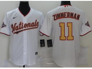 Nike Washington Nationals #11 Ryan Zimmerman With Gold Number Cool Base Jersey White