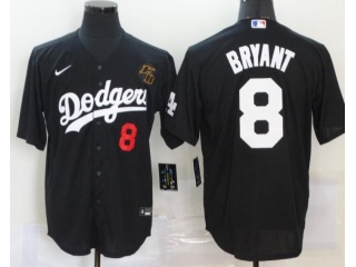 Nike Los Angeles Dodgers #8 Kobe Bryant with KB Patch Jersey Black 