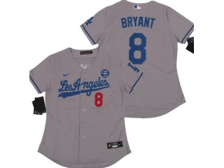 Woman Nike Los Angeles Dodgers #8 Kobe Bryant with KB Patch Jersey Gray