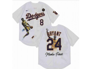 Nike Los Angeles Dodgers #8/24 Kobe Bryant Fashion Jersey White