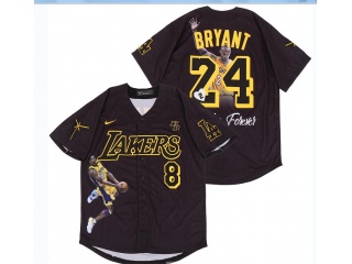 Nike Los Angeles Dodgers #8/24 Kobe Bryant Mamba Forever Jersey Black 