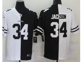 Oakland Raiders #34 Bo Jackson Splite Jersey Black White