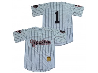 Houston Black Eagles #1 Button Down Jersey White Pinstripes