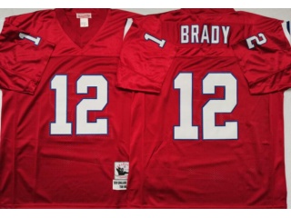 New England Patriots #12 Tom Brady Throwback Football Jerseys Red