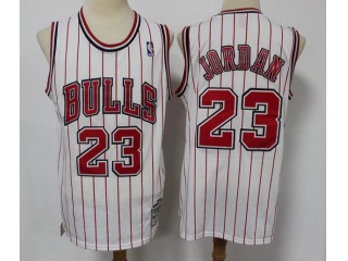 Chicago Bulls #23 Michael Jordan Stripes Throwback Jersey White