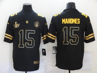 Kansas City Chiefs #15 Patrick Mahomes Championship Vapor Limited Jersey Black Golden