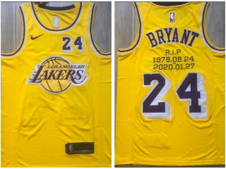 Nike Los Angeles Lakers #24 Kobe Bryant 1978-2020 Jersey Yellow 
