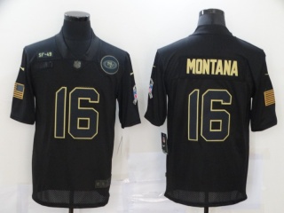 San Francisco 49ers #16 Joe Montana 2020 Salute to Service Limited Jersey Black