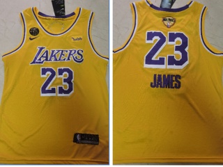 Los Angeles Lakers #23 LeBron James With Finlas Patch Jersey Yellow