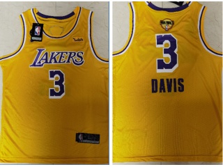 Los Angeles Lakers #3 Anthony Davis With Finlas Patch Jersey Yellow