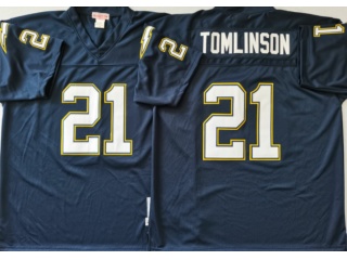 San Diego Chargers #21 Tomlinson Throwback Jersey Dark Blue