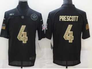 Dallas Cowboys #4 Dak Prescott With Camo Number Salute to Service Limited Jersey Black