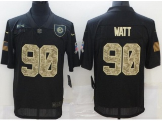 Pittsburgh Steelers #90 T.J. Watt With Camo Number Salute to Service Limited Jersey Black