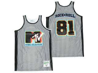 MTV #81 Rock&Roll Basketball Jersey White Pinstripes