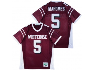 Patrick Mahomes 5 White Hose High School Football Jersey Red