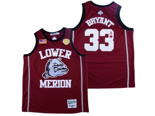 Kobe Bryant #33 National Champion Lower Merion Maroon And Gold High School Basketball Jersey Red