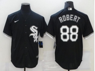 Nike Chicago White Sox #88 Luis Robert Cool Base Jersey Black