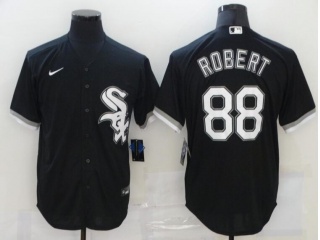 Nike Chicago White Sox #88 Luis Robert Cool Base Jersey Black 