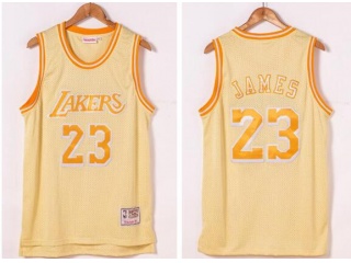 Los Angeles Lakers #23 LeBron James Throwback Jesey Gold