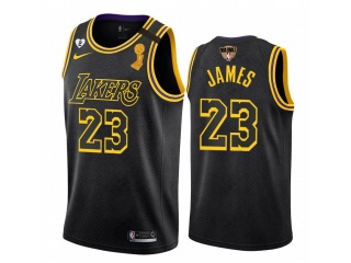 Los Angeles Lakers #23 LeBron James Black City with Gigi/Finals/Champions 3 Patches Jersey