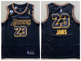 Los Angeles Lakers #23 LeBron James 2020 Black City with Gigi/Champions Patch Jersey