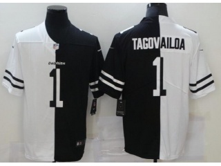 Miami Dolphins #1 Tua Tagovailoa Splite Limited Jersey Black And White