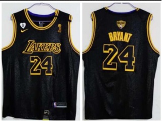 Los Angeles Lakers #24 Kobe Bryant City with Gigi-Finals-Champions 3 Patches Jersey Black
