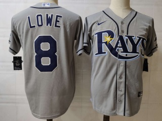 Nike Tampa Bay Rays 8 Brandon Lowe Cool Base Jersey Gray