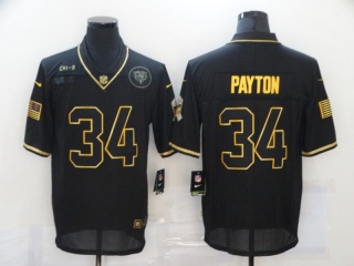 Chicago Bears #34 Walter Payton Salute to Service Limited Jersey Black with Golden Number