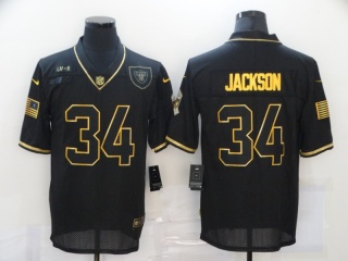 Oakland Raiders #34 Bo Jackson Salute to Service Limited Jersey Black with Golden Number
