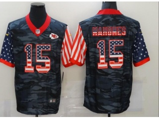 Kansas City Chiefs #15 Patrick Mahomes USA Flag Fashion Jersey Camo