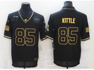 San Francisco 49ers #85 George Kittle with Golden Number Salute to Service Limited Jersey Black