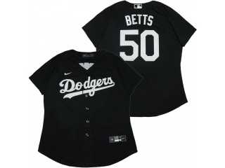 Woman Nike Los Angeles Dodgers #50 Mookie Betts Jersey Black