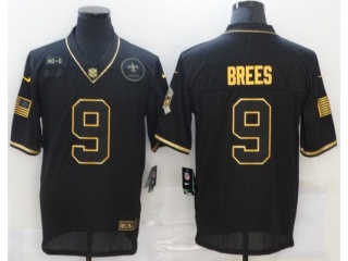 New Orleans Saints #9 Drew Brees with Golden Name Salute to Service Limited Jersey Black