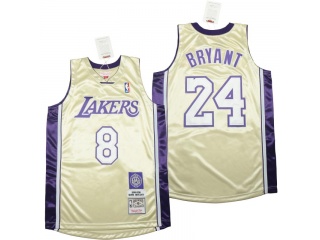 Los Angeles Lakers #8/24 Kobe Bryant Gold 2020 Hall Of Fame Jersey
